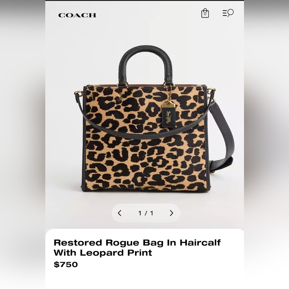 Coach Calf Hair Leopard Print Rogue Bag